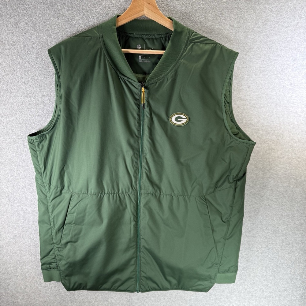 Nike On Field Vest NFL Green Bay Packers Puffer Water Repellent Men's Size XL